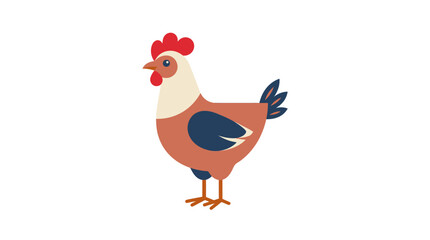 Flat Vector Illustration of a Cute Farm Chicken © Celengan