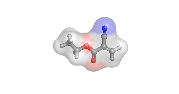 Ethyl cyanoacrylate, fast-acting cyanoacrylate adhesive monomer, 3D molecule 4K