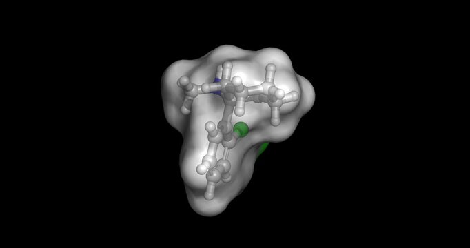 Esketamine, NMDA receptor antagonist for treatment-resistant depression, 3D molecule spinning, 4K