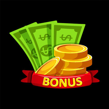 Bonus Cash and Coins Casino Reward Icon Set Vector