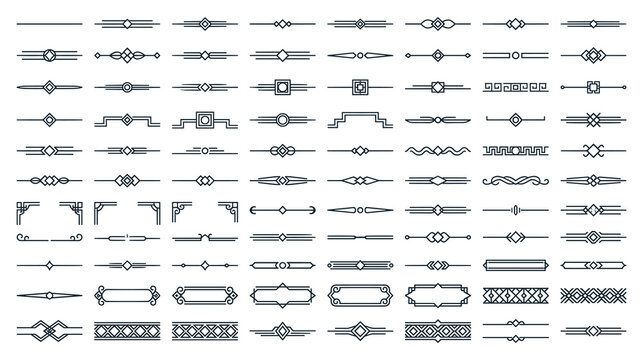 Set of decorative calligraphic dividers and vintage ornamental lines.