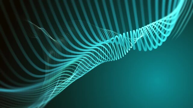 Abstract flowing blue wavy lines on dark background