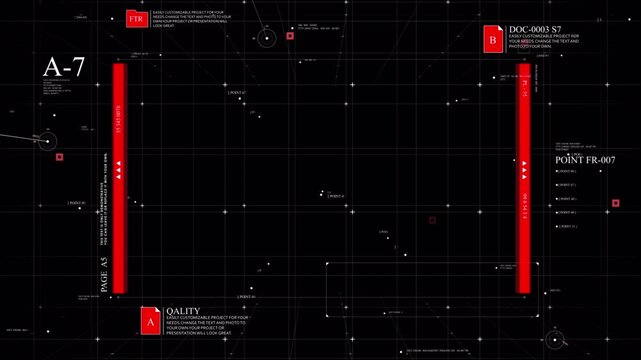Futuristic Cyberpunk HUD Interface With Red Neon Vertical Indicators.