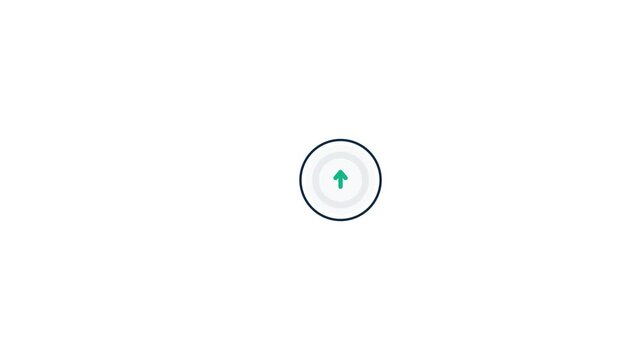 Like, comment, save, and share symbols flow into a rising circular percentage gauge without readable figures.