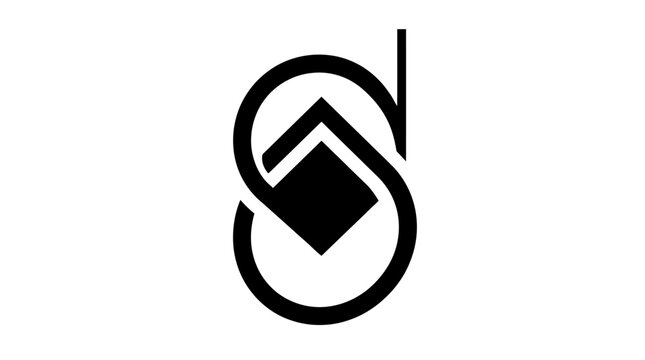 Abstract black geometric monogram logo for SD.
