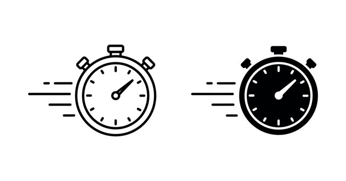 Stopwatch Icons With Speed Lines Silhouette Style Illustration timer