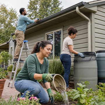 Removing Mosquito Breeding Water in a Neighborhood Cleanup