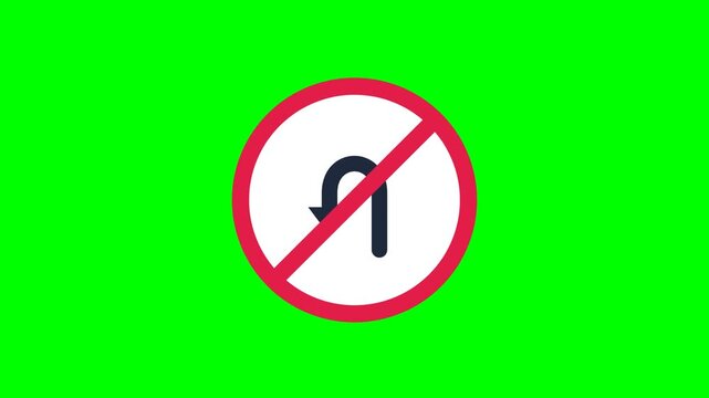 Go Straight Ahead Mandatory Sign Icon Animation on Green Screen | Blue Direction Symbol Motion Graphic
