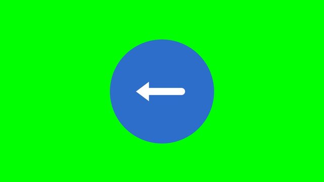Left Direction Sign Icon Animation on Green Screen | Mandatory Left Turn Symbol
