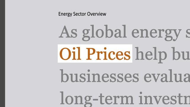Oil Prices featured across changing news headlines and financial articles. Dynamic business media background with different text layouts for finance, energy, economy and digital news content.