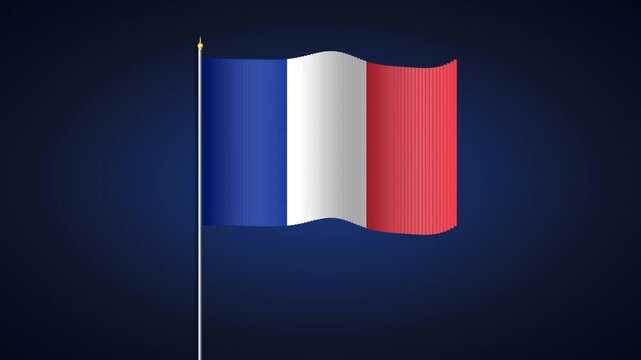 French flag with golden finial against dark blue radial background