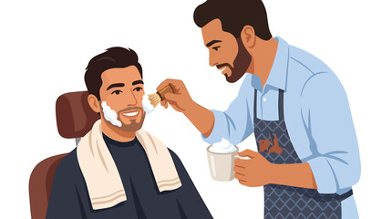 Fototapeta premium Barber Brushing White Shaving Foam with Badger Brush