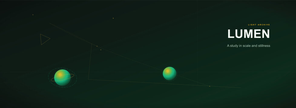 Lumen abstract background with glowing spheres, dark green cinematic light study, minimalist geometric vector for landing pages and presentations