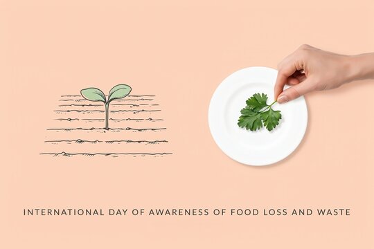 Illustration for International Day of Awareness of Food Loss and Waste Highlighting Plant Growth and Sustainable Food Practices