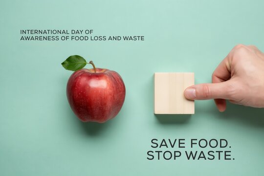 Food Waste Awareness Campaign with Apple and Cheese Illustration on International Day
