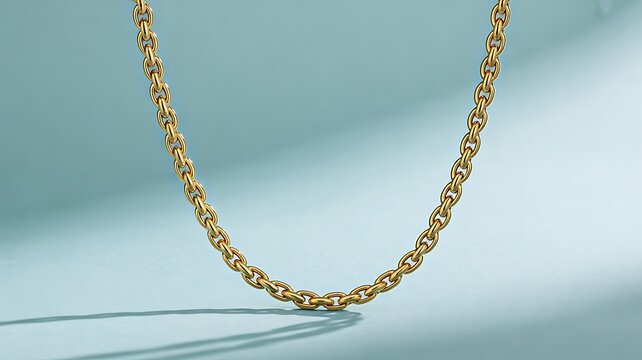 Gold chain necklace isolated on soft background representing luxury jewelry and fashion accessory 