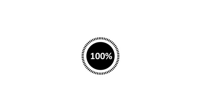 Circle percent loading animation. Payment processing animated percentage progress indicator. Circular loader icon animation.