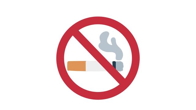 Animation of no smoking symbol for healthy lifestyle