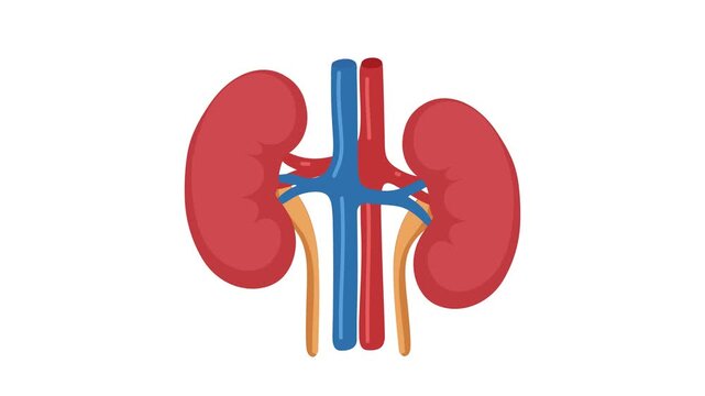Animation of human kidney anatomy medical illustration