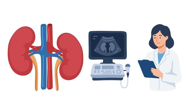 Animation of kidney ultrasound medical examination