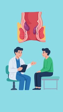 Animation of doctor consultation for rectal disease treatment