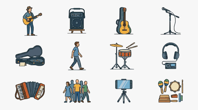 Live Music Instruments and Performers Collection.