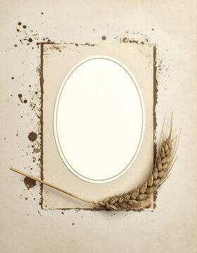 Distressed oval label mockup resting on textured cream paper showing a classic craft mood generative AI