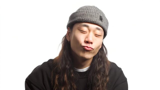 Young man smiling happy face
