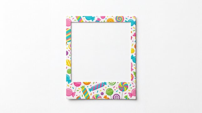 Square photo frame decorated with colorful candy pattern