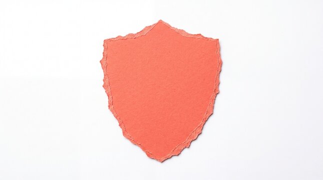 Red shield shape made of torn paper