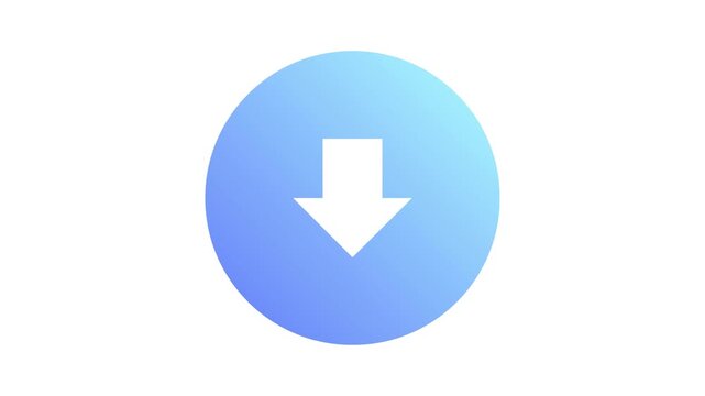 A clean blue circular icon with a distinct white down arrow, ideal for user interface design, signifying download, save, or data retrieval in applications