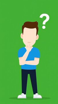 Faceless Thinking Character with Question Mark Green Screen Animation
