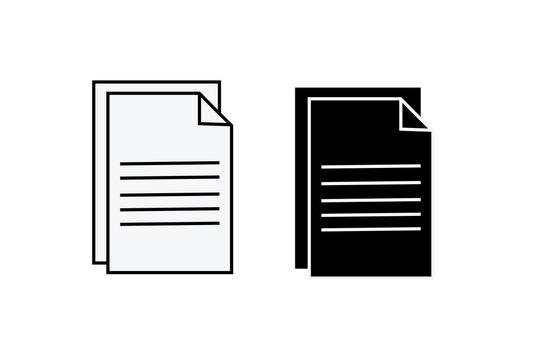 Black Text Document File Icon Stack Paper Page Symbol Isolated on Transparent Background