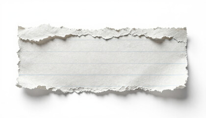 Fototapeta premium Torn paper strip with rough edges. Isolated white ripped paper banner for design.