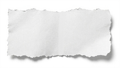 Fototapeta premium Torn white paper scrap with rough edges. Isolated blank paper piece for design overlay.