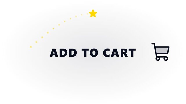 Add to cart button animation with shopping cart and star icon