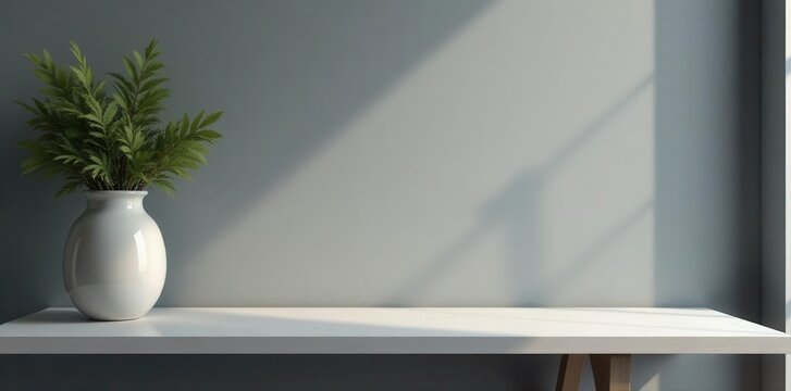Modern grey studio table, ideal product display , commercial, surface