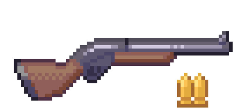 猟銃のドット絵
