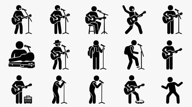 Musicians performing with various instruments in live settings.