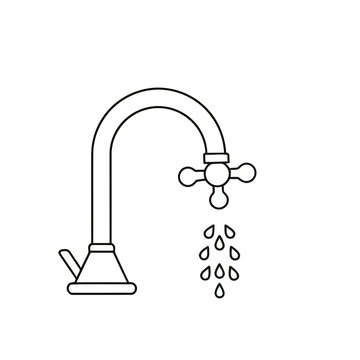 Water faucet with dripping water
