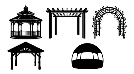 Gazebo and Pergola Structures with an Archway and Dome in a Garden Setting Featuring Structure, Outdoor, Design with Architecture © MdRiaj