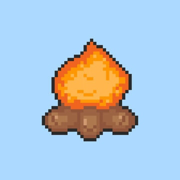 Pixel art Campfire game asset design