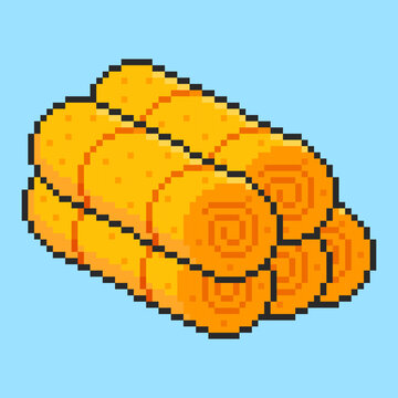 Pixel art Hay Bale game asset design