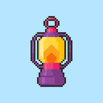 Pixel art Camping Lantern game asset design