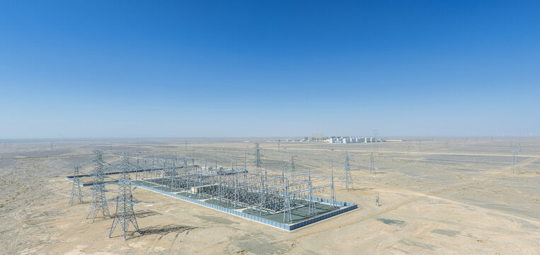 Aerial View of Substation and Silicon Plant in Gobi Desert