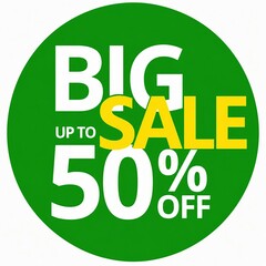 Fototapeta premium Big sale up to fifty percent off promotional badge