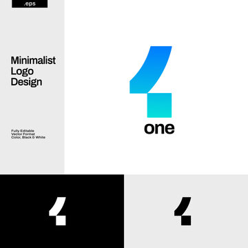 Simple Number One Logo Design Template