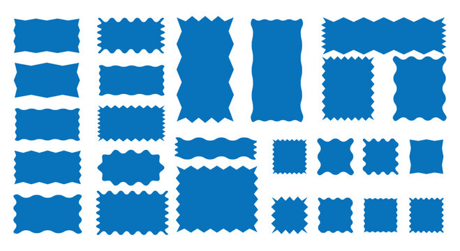 Rectangle shape frame with zigzag edge for labels, banners, tags, stamps.Stamp frames with zigzag edges for graphic design. Zig zag wavy stickers