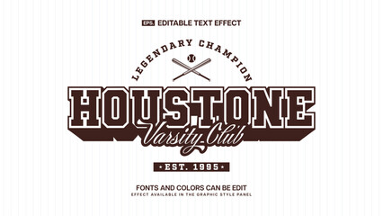 Houston text effect, Varsity sport typography editable text effect © Pandawa_Std