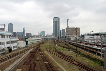 Fototapeta premium High-angle view of an industrial railway yard in Japan July 2026.